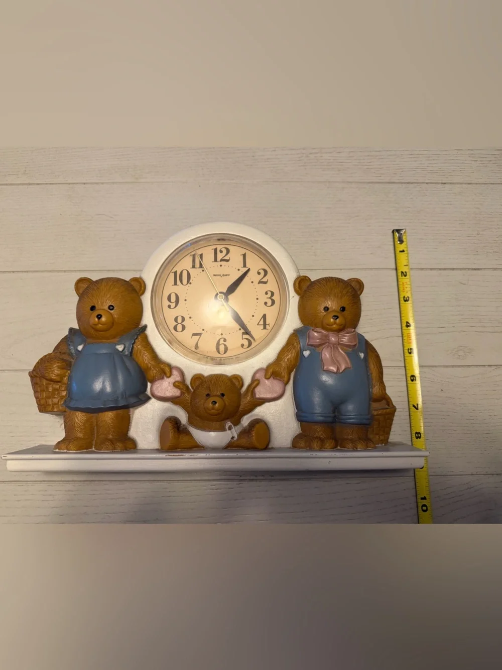 Bear Family Mantel Clock - Blue & Brown Decorative Wall Accent